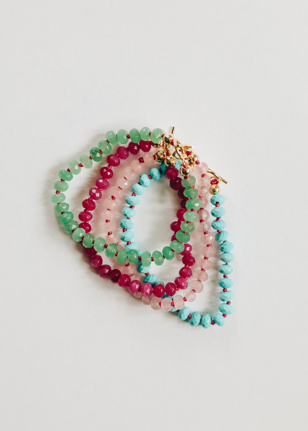 Natural Rose Quartz + 14k Gold Filled Toggle Bracelet
