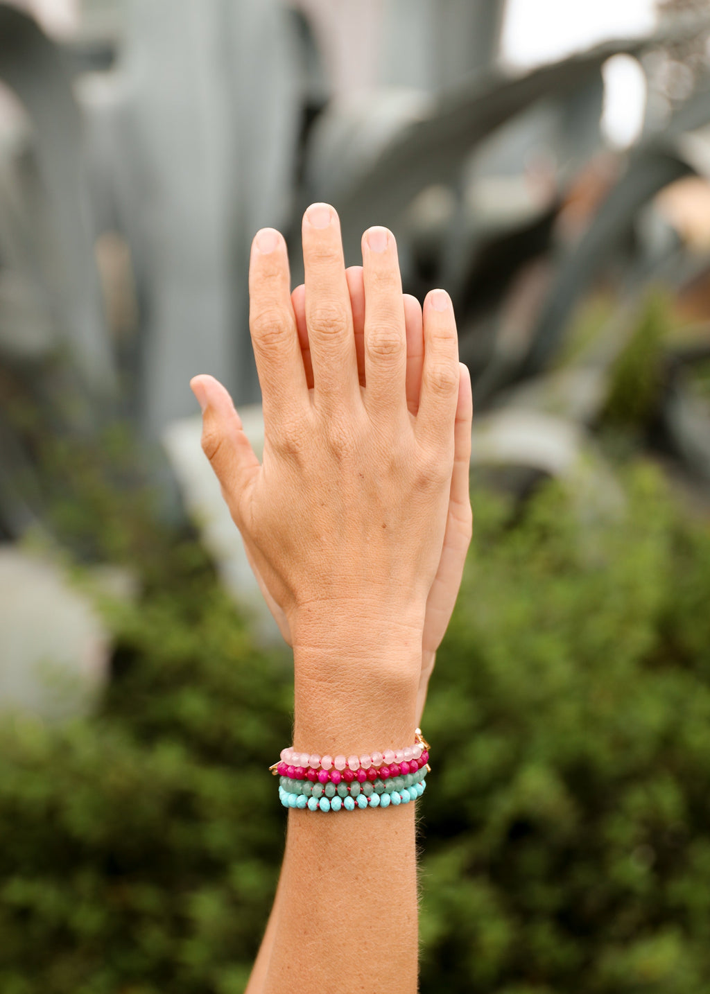 Natural Rose Quartz + 14k Gold Filled Toggle Bracelet