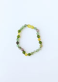 Raw Baltic Sea Amber + Fluorite + Peridot Gemstone Necklace