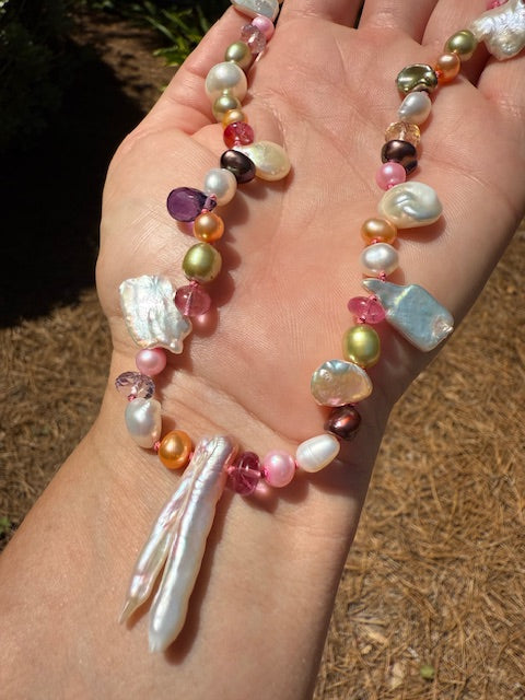 Freshwater Pearl & Gemstone Bead Necklace