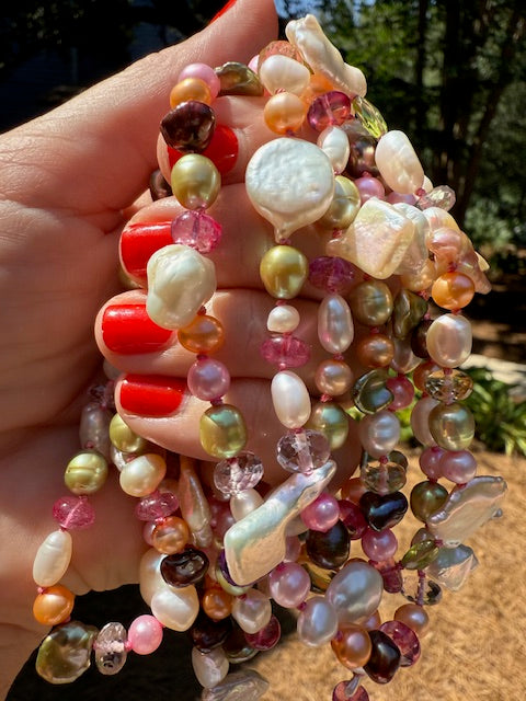 Freshwater Pearl & Gemstone Bead Necklace