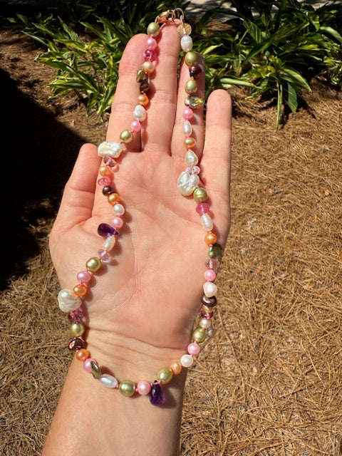Freshwater Pearl & Gemstone Bead Necklace