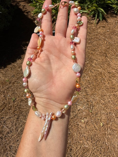 Freshwater Pearl & Gemstone Bead Necklace