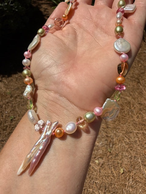 Freshwater Pearl & Gemstone Bead Necklace