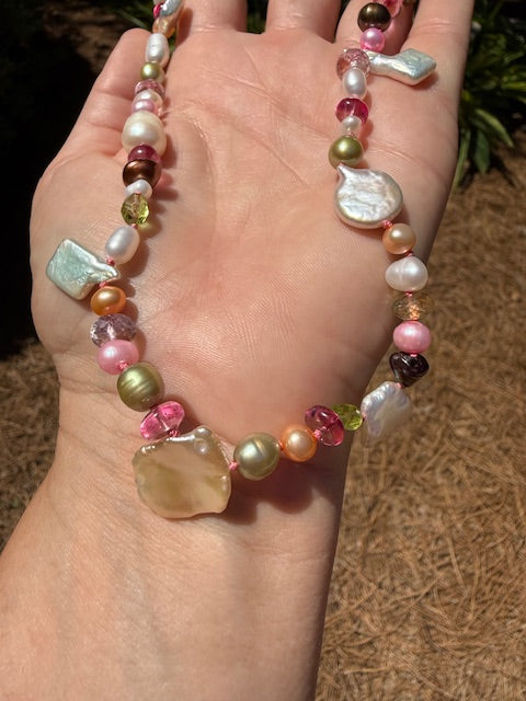 Freshwater Pearl & Gemstone Bead Necklace