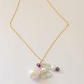Pearl, Amethyst & Aquamarine Charm Necklace