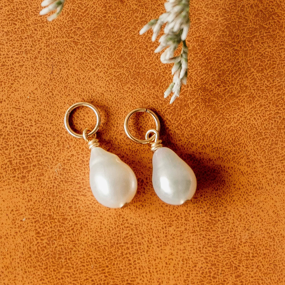 Mini Baroque Pearl Hoop Charms