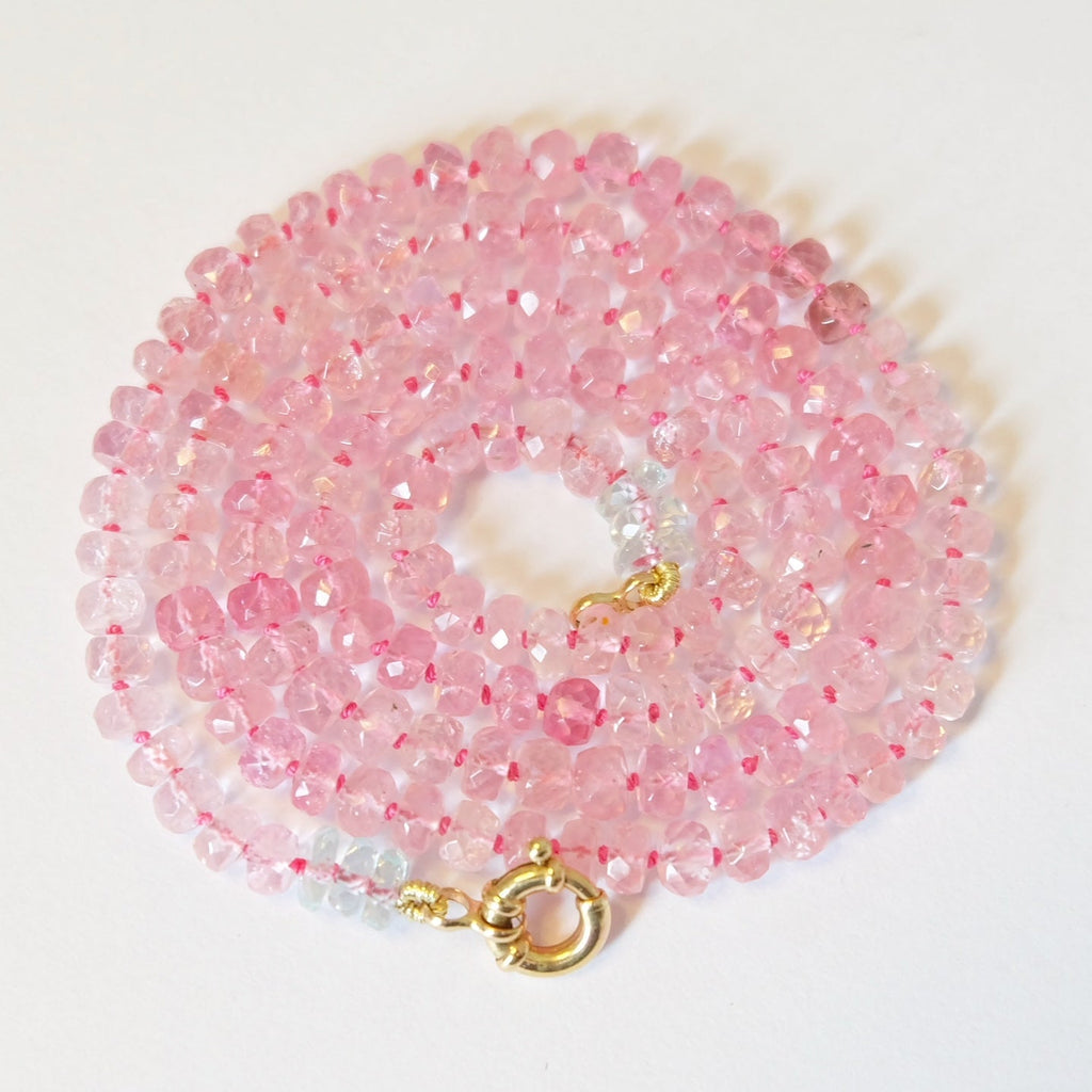 Pink Tourmaline Bead Necklace in 14K Gold