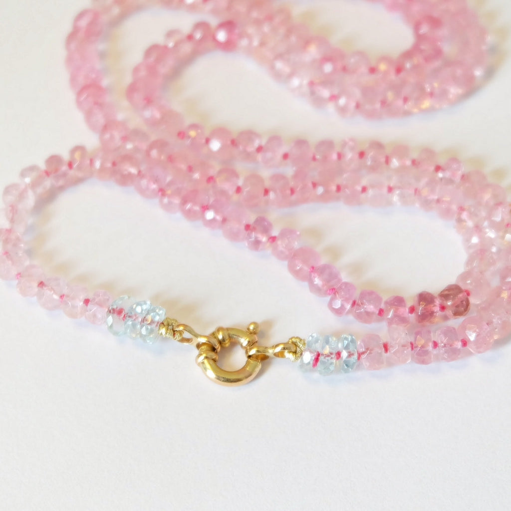 Pink Tourmaline Bead Necklace in 14K Gold