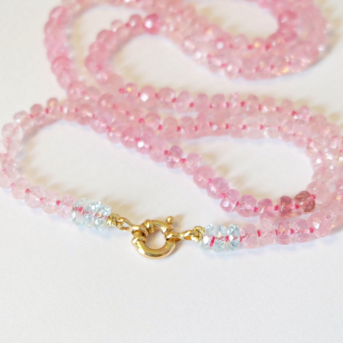Pink Tourmaline Bead Necklace in 14K Gold