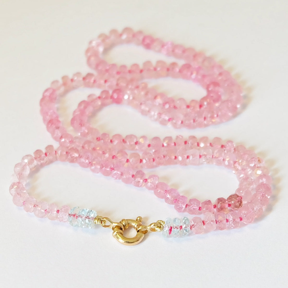 Pink Tourmaline Bead Necklace in 14K Gold